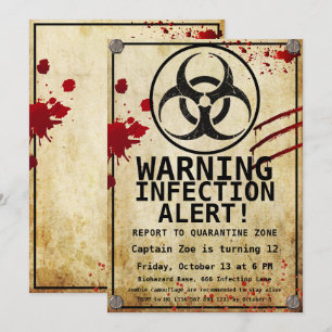 Zombie Apocalypse Birthday   Halloween Biohazard Inbjudningar
