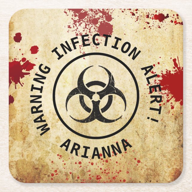 Zombie Apocalypse Birthday | Halloween Biohazard Underlägg Papper Kvadrat (Framsidan)