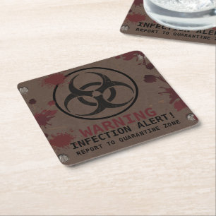 Zombie Apocalypse Birthday Halloween Biohazard Underlägg Papper Kvadrat