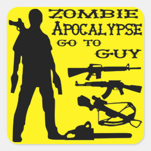 Zombie Apocalypse Gå till Guy Weapon, Crossbow, Gu Fyrkantigt Klistermärke