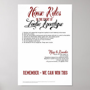 Zombie Apocalypse House Regler Poster