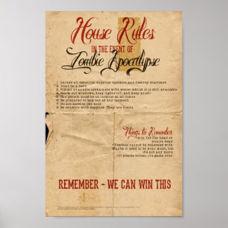 Zombie Apocalypse House Regler Vintage Poster