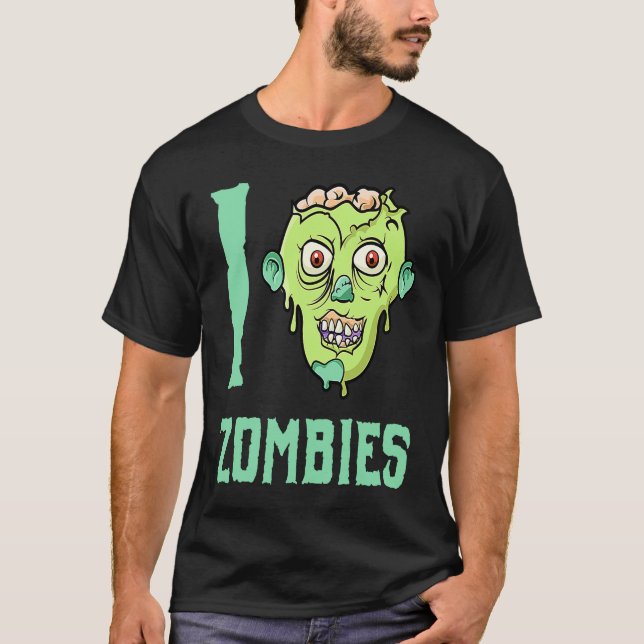 Zombie Apocalypse  I Heart Zombies T Shirt (Framsida)