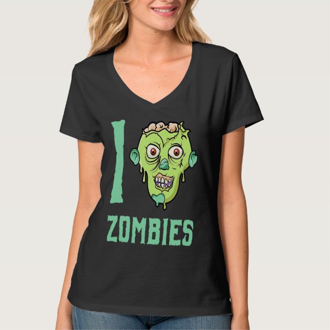 Zombie Apocalypse  I Heart Zombies T Shirt (Framsida)