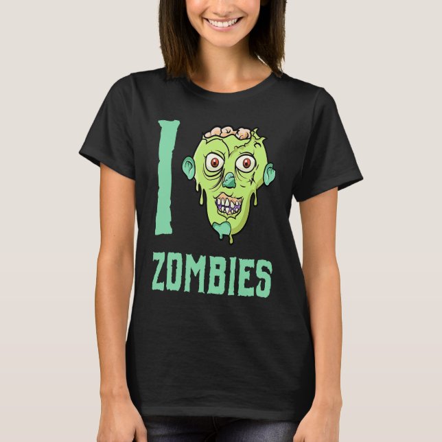 Zombie Apocalypse  I Heart Zombies T Shirt (Framsida)