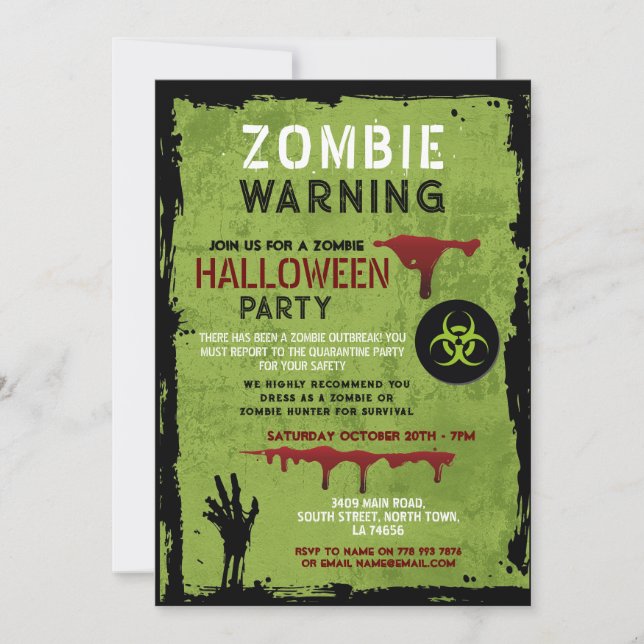 Zombie Apocalypse Party Graveyard Halloween Inbjudningar (Framsida)