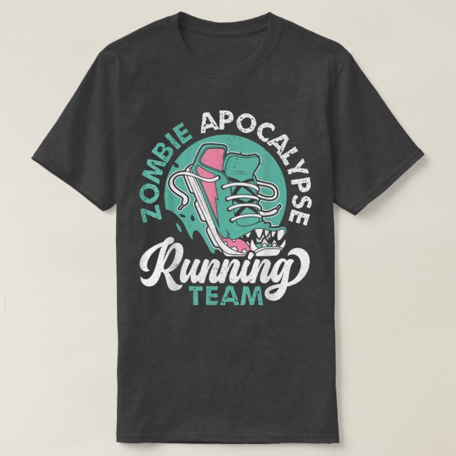 Zombie Apocalypse Running Team Halloween Trick ell T Shirt (Design framsida)