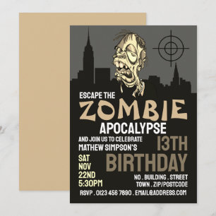 Zombie Apocalypse Theme Escape Room Födelsedagsfes Inbjudningar