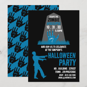 Zombie Apocalypse Theme Escape Room Halloween Inbjudningar