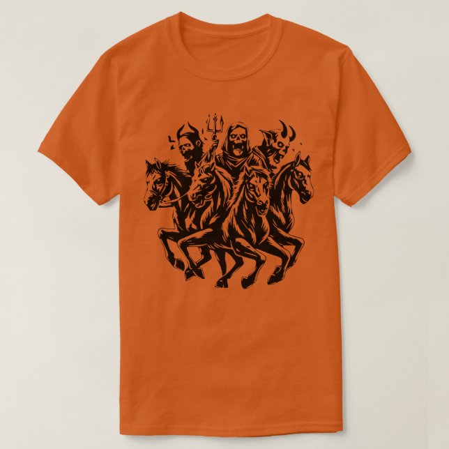 Zombie Apocalypses fyra häst T Shirt (Design framsida)