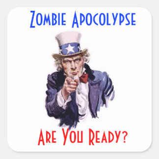 Zombie Apocolypse Sticker Fyrkantigt Klistermärke