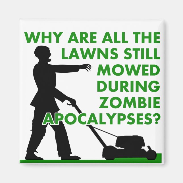 Zombie-apokalyps gräsmattan Funny Fridge Magnet (Framsidan)