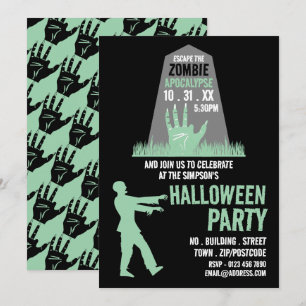 Zombie Apokalyps Tema Escape Room Halloween Inbjudningar