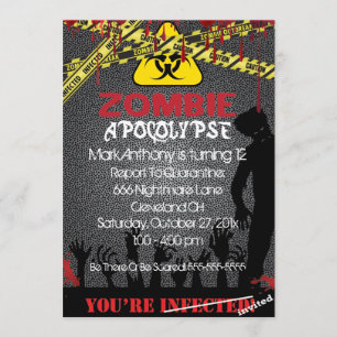 Zombie Apokalypse Halloween-födelsedagsinbjudan Inbjudningar