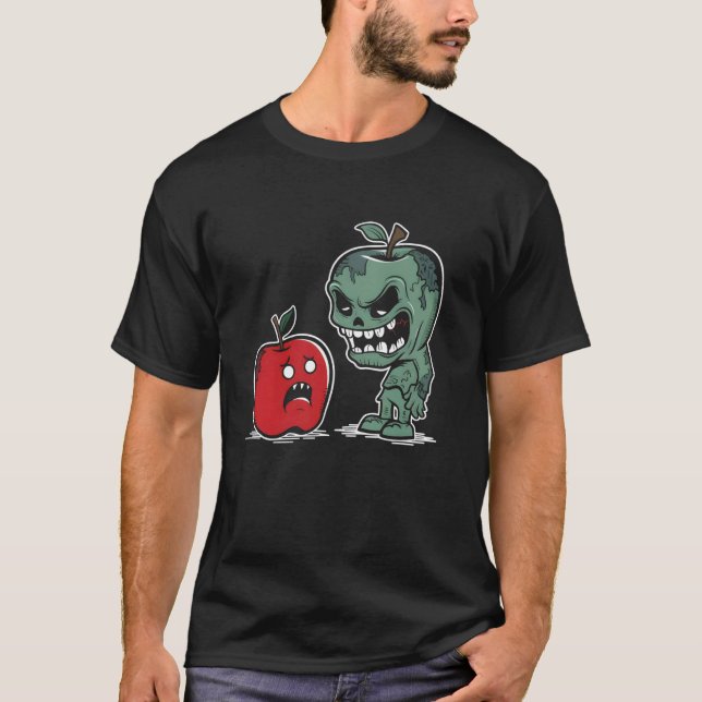 Zombie Apple - Lusnyj Spooky Zombie Halloween Älsk T Shirt (Framsida)