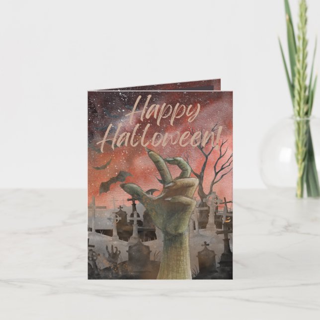 Zombie Arising Halloween Card Tack Kort (Framsida)