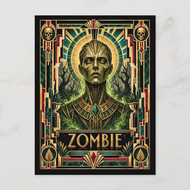 Zombie, Art Deco Myttisk Vykort (Framsida)