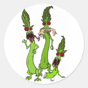 Zombie Asparagus Stickers Runt Klistermärke