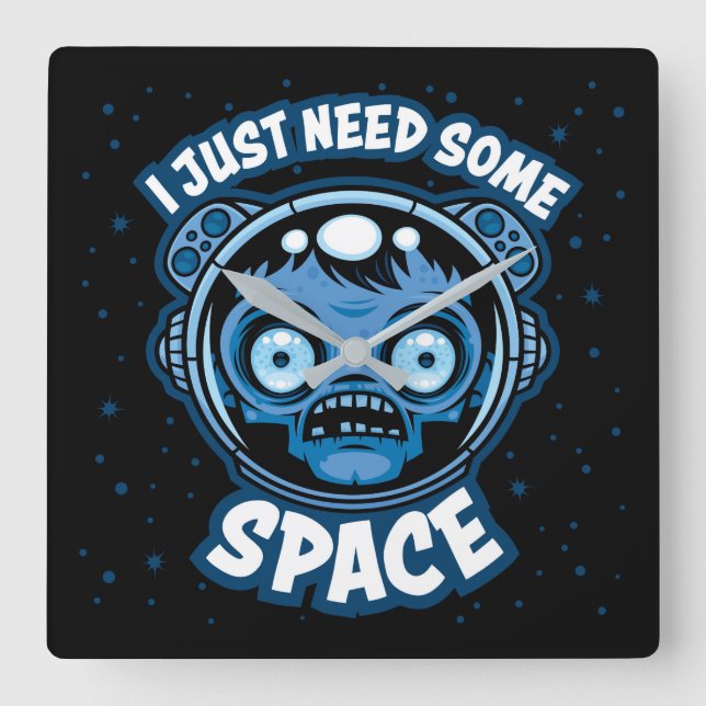 Zombie-astronaut behöver lite plats fyrkantig klocka (Framsida)
