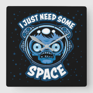 Zombie Astronaut behöver lite utrymme Fyrkantig Klocka