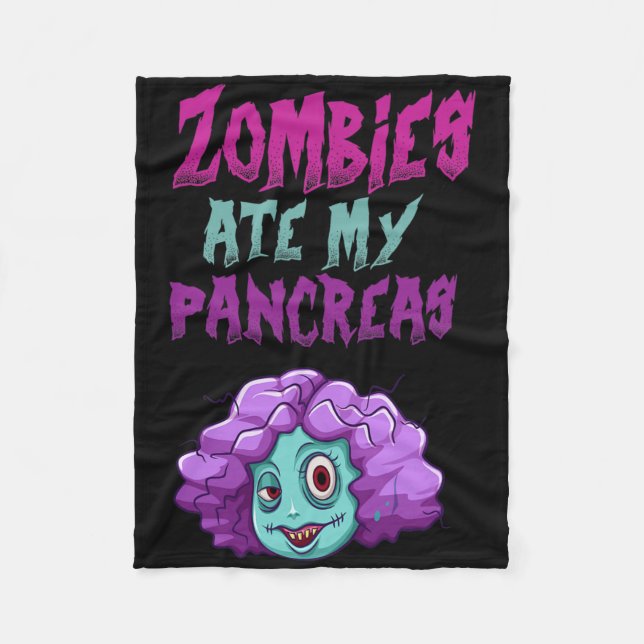 Zombie åt min bukspottkörtel T1d Typ 1 Diabetes Fl Fleecefilt (Framsidan)