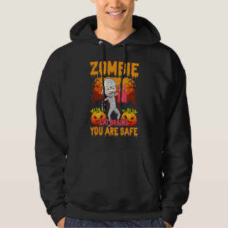 Zombie Äter Hjärnor Du Är Säker Skräckpumpa Zombi Hoodie