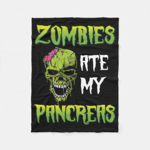 Zombie Äter Min Bukspottkörtel Diabetes Medvetenhe Fleecefilt