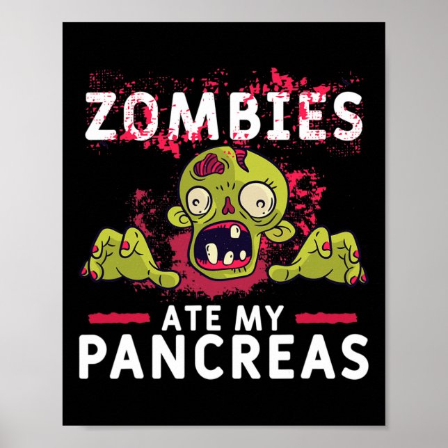 Zombie Äter Min Bukspottkörtel Rolig Bukspottkörte Poster (Framsidan)