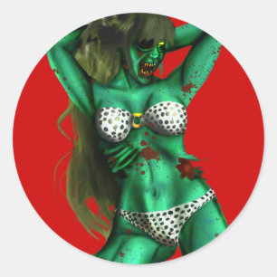 Zombie Babe Runt Klistermärke