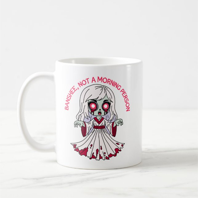 Zombie Banshee, inte morgonmänniska Kaffemugg (Vänster)