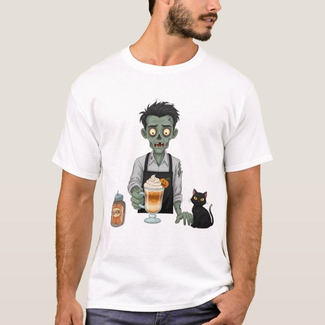 Zombie Barista T Shirt (Framsida)