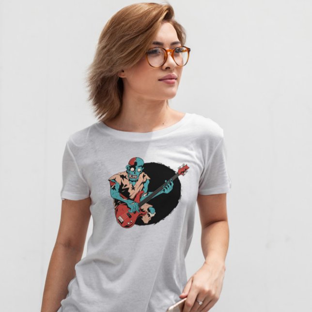 Zombie Bass Player Musician T Shirt (Skapare uppladdad)