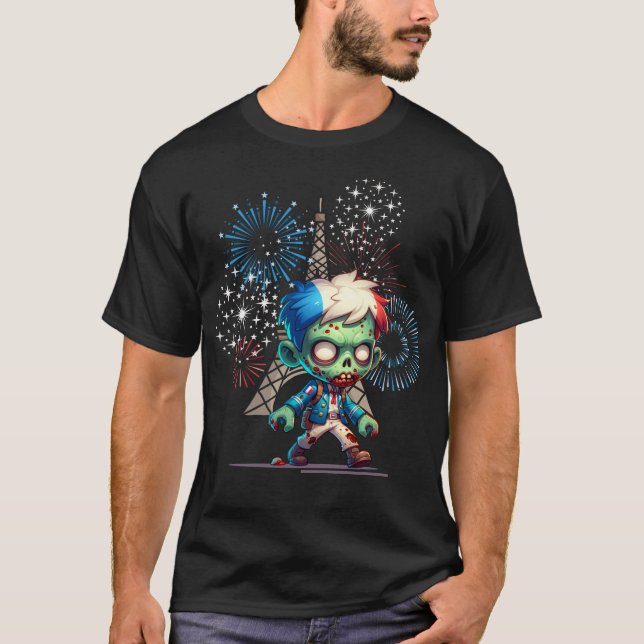 Zombie Bastille Day T Shirt (Framsida)