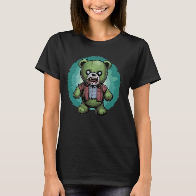 Zombie Bear Halloween Zombie Teddy Zombie Älskare T Shirt (Framsida)