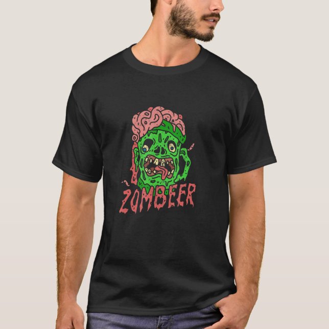 Zombie Beer Zomöl Goth Satanic Punk Satan Gothic T Shirt (Framsida)