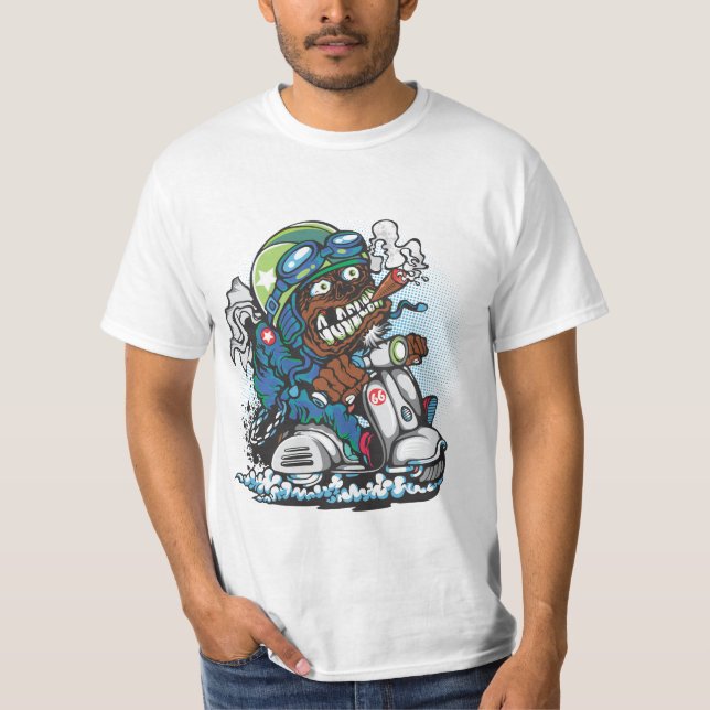 Zombie Biker Scooter Blast Tee (Framsida)