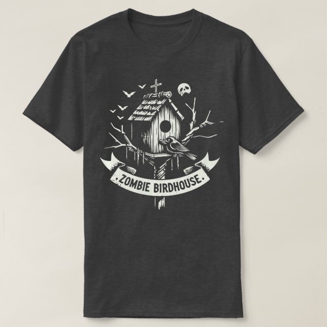 Zombie Birdhouse 80s Music Fläkt Art T Shirt (Design framsida)