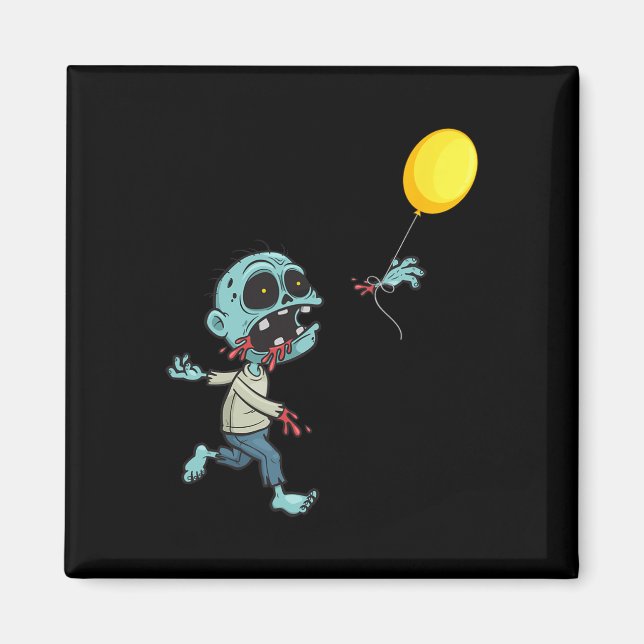 Zombie Birthday Balloon - Funny Cute Zombie Kids A Magnet (Framsidan)
