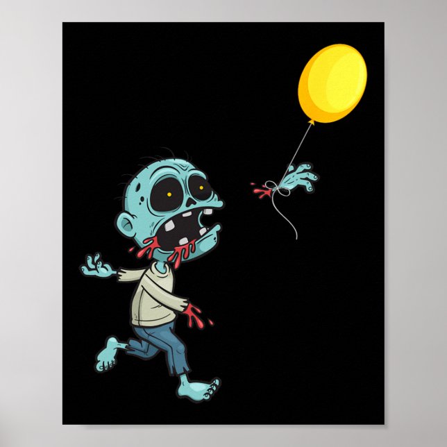 Zombie Birthday Balloon - Funny Cute Zombie Kids A Poster (Framsidan)