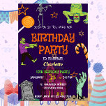 Zombie Birthday bjudande Kids Party Inbjudningar<br><div class="desc">Förvandla din födelsedag till ett oförglömligt firande för både dig och dina gäster med denna livliga och färgstarka design som innehåller zombies,  mummier,  grusgårdar,  godis med mera. Anpassa det enkelt med dina detaljer,  så är du redo att gå. Njut av din födelsedagsfest</div>