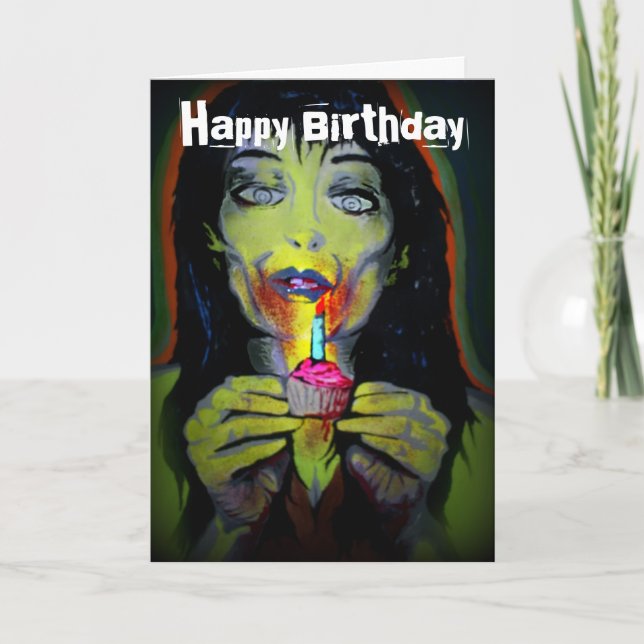 "Zombie Birthday Girl Card" Kort (Framsida)