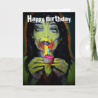 "Zombie Birthday Girl Card"