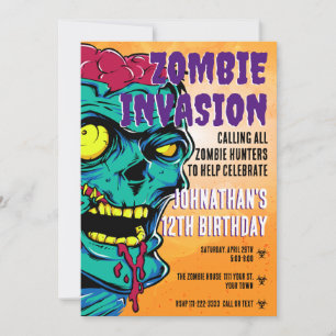 Zombie Birthday Halloween Kids Party Inbjudningar