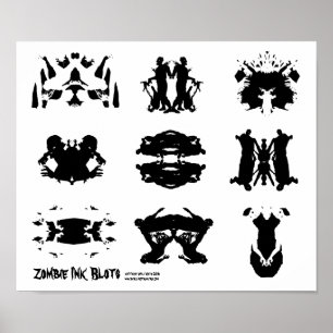Zombie Bläck Blot Rorschach mörk psykology Art Poster