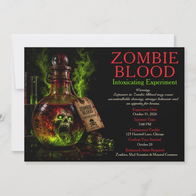 Zombie Blood Apotek Halloweenfest Inbjudningar (Framsida)