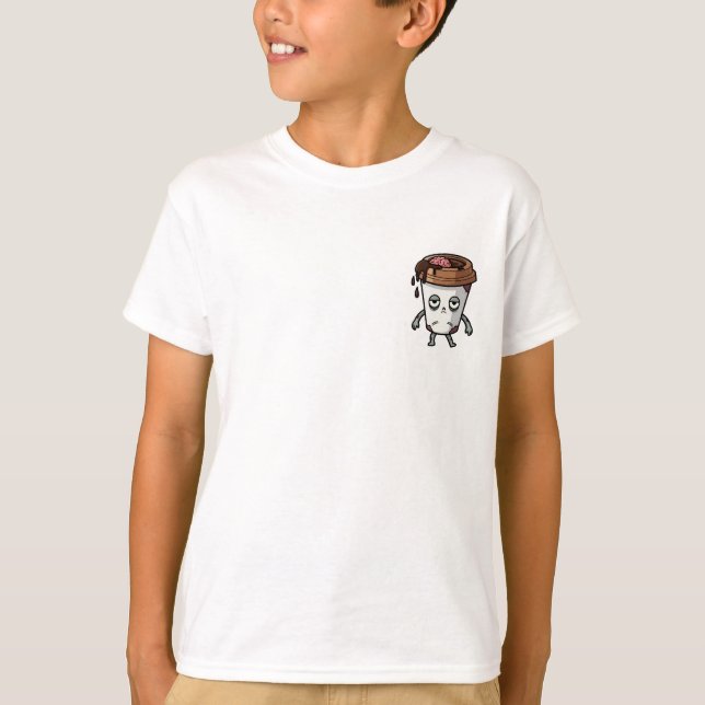Zombie Brain Kaffe Kopp Barn T Shirt (Framsida)