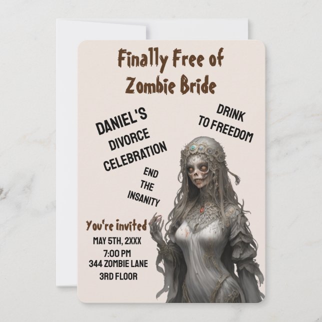 Zombie Bride Divorce Party Investigation Freedom R Inbjudningar (Framsida)