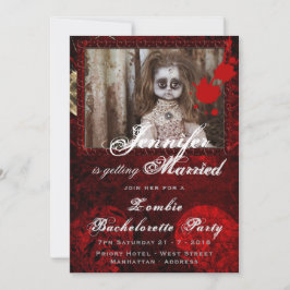 ZOMBIE BRIDE DOLL Bachelorette Party Halloween Inbjudningar