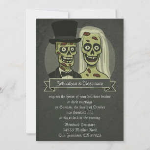 Zombie Bride & Groom bröllopsinbjudningar Inbjudningar