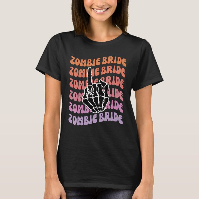 Zombie Brud Til Döden Skiljer Oss Åt Sjungmö Fest T Shirt (Framsida)
